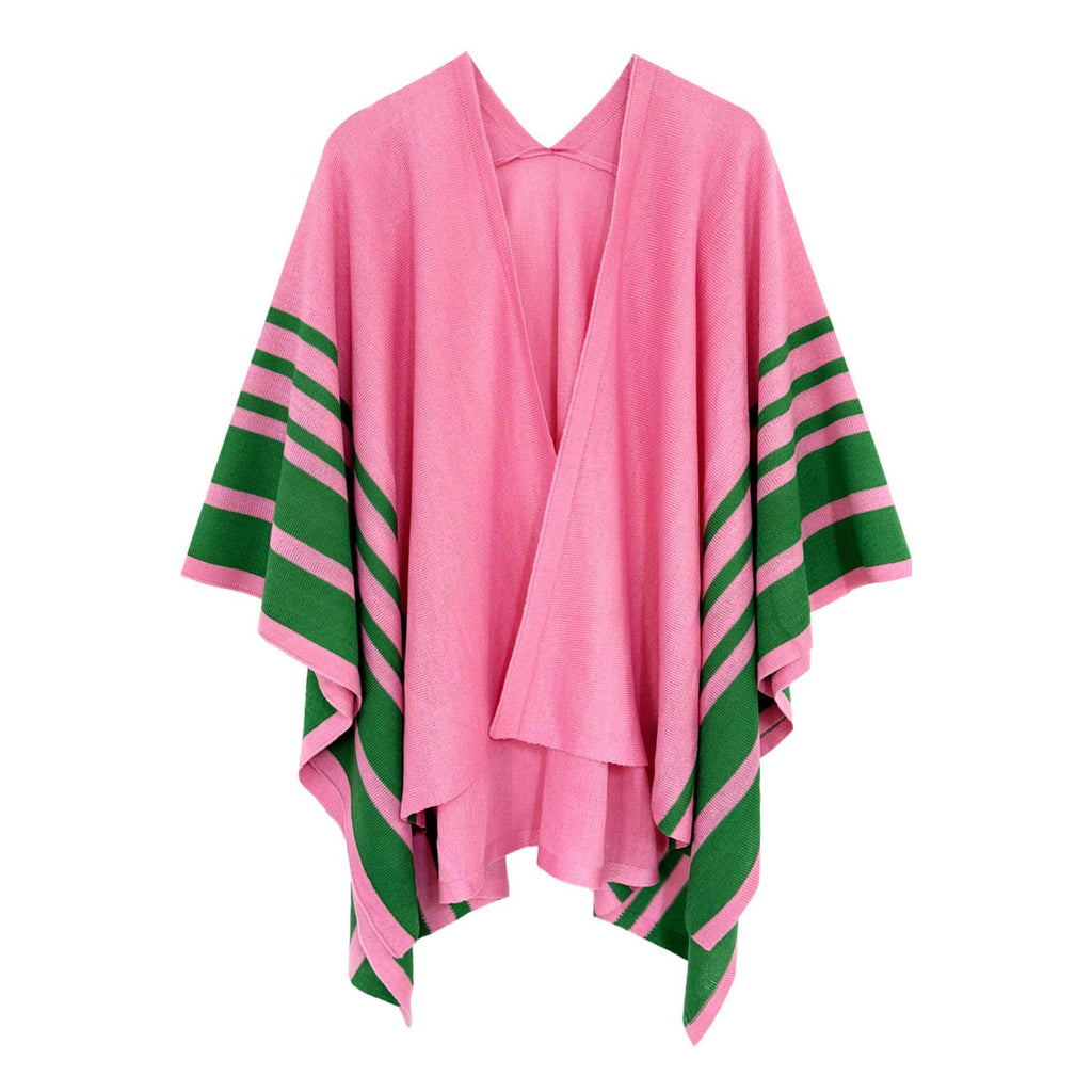 Ruana Pink and Green Stripe for Women