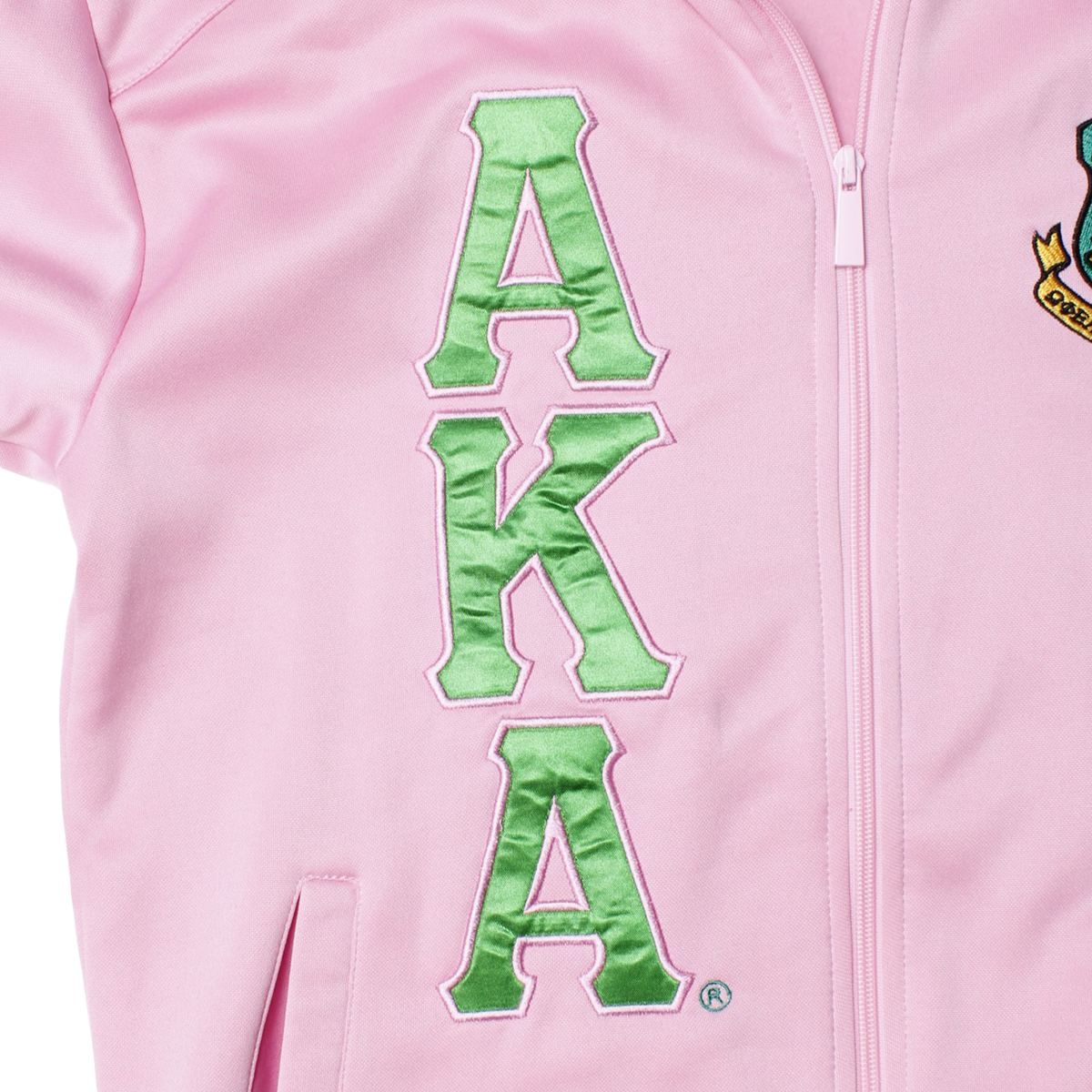 AKA Greek Apparel L Pink Zip Up Track Jacket