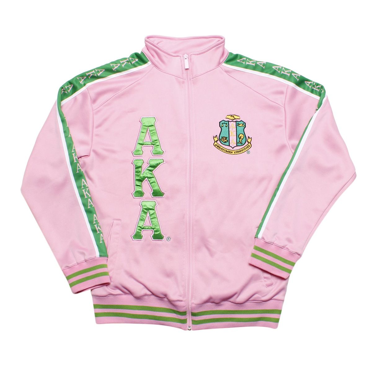 AKA Greek Apparel L Pink Zip Up Track Jacket