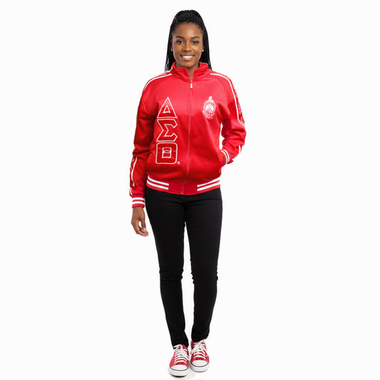 DST Greek Apparel L Red Zip Up Track Jacket