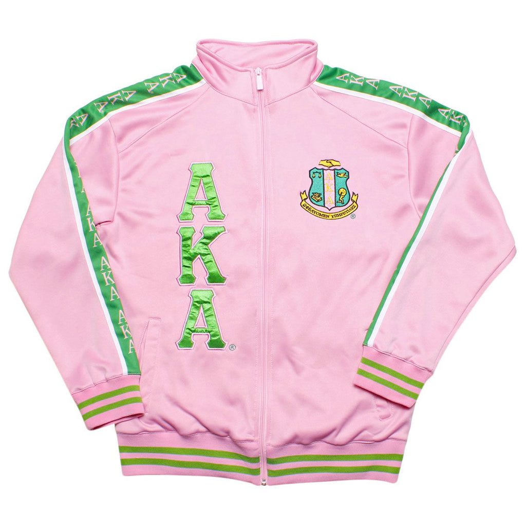 AKA Greek Apparel M Pink Zip Up Track Jacket