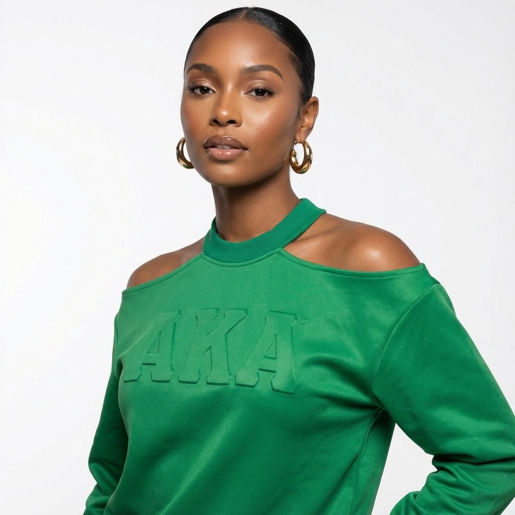 AKA Greek Merch XL Green Cold Shoulder Sweatshirt