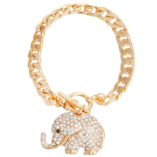 Delta Sigma Theta Inspired Gold Rhinestone Elephant Bracelet
