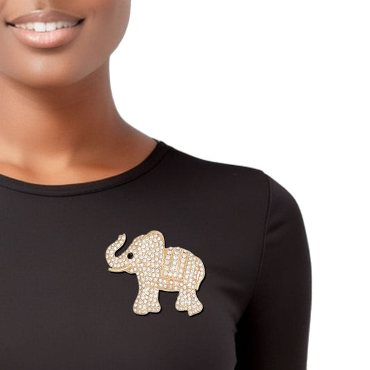 Delta Sigma Theta Inspired Brooch Pave Gold Elephant Lapel Pin for Women