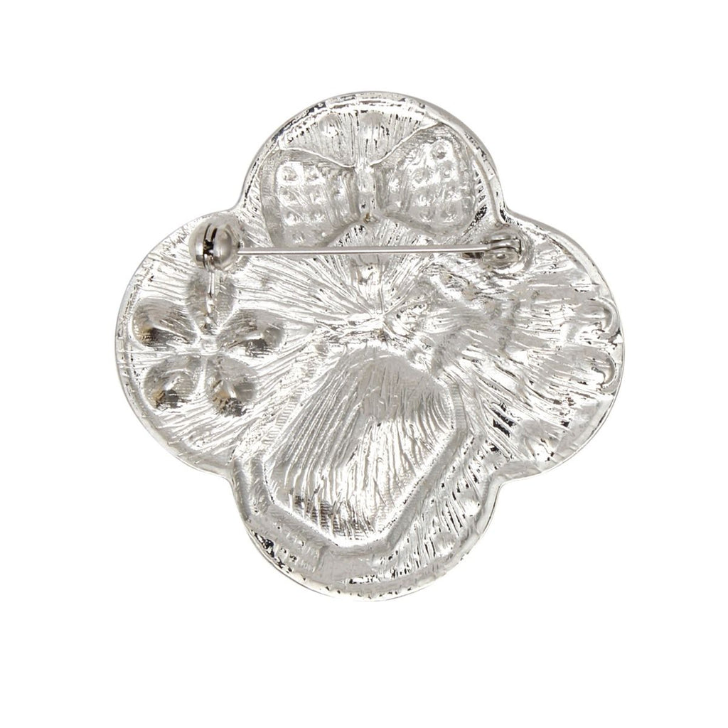 Brooch Couture Clover Pink Green Glass Perfume Pin