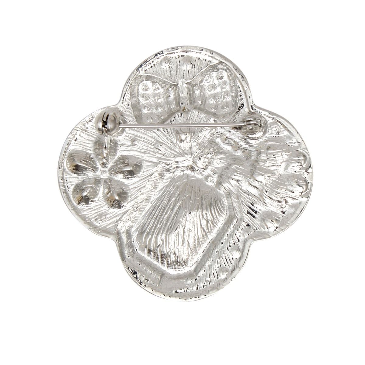 Brooch Couture Clover Pink Green Glass Perfume Pin