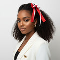DST Merch Red White Ribbon Hair Bow Clip