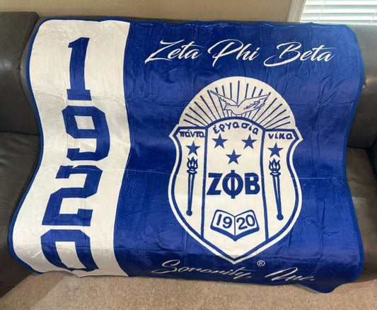 ZPB Inspired Blanket Throw 50" by 60" For Zeta Phi Beta Women