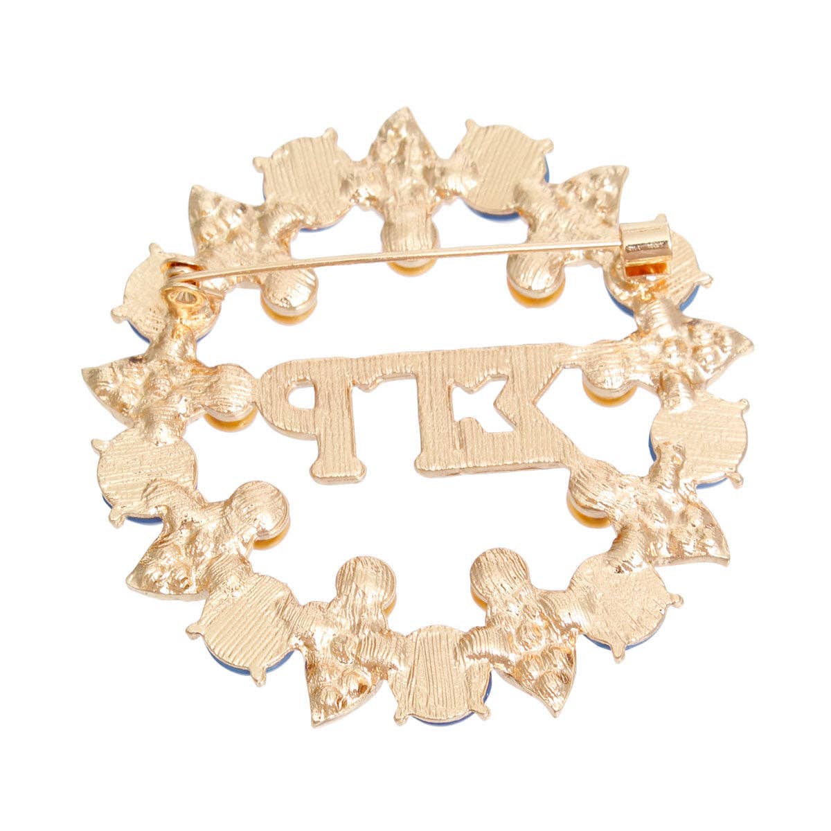 Sigma Gamma Rho Inspired Pearl Pin Brooch for Women: 2.25 inches / Gold and Blue / Gold